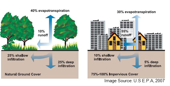 Urbanization and rainfall infiltration